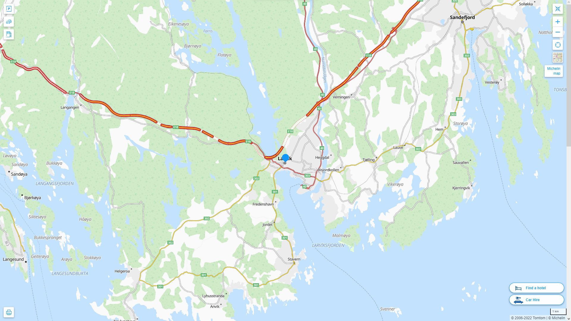 Larvik Highway and Road Map